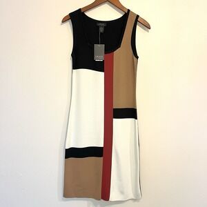 Vtg Grace Knit Color block Sleeveless Dress Square Neck S NWT Mondrian Inspired